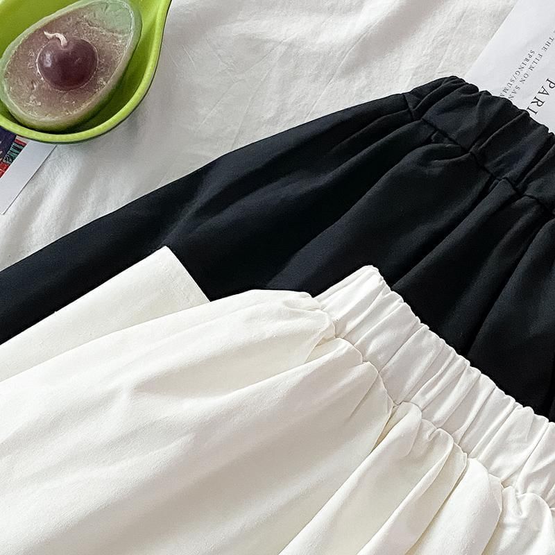 Plain High-Waist A-Line Maxi Skirt