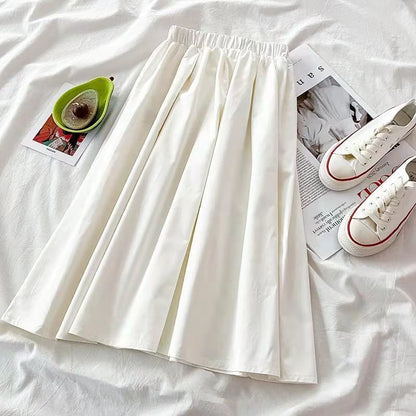 Plain High-Waist A-Line Maxi Skirt
