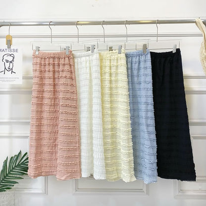 Tie-Shoulder Frilled Camisole Top with Maxi A-Line Skirt Set