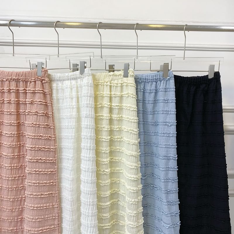 Tie-Shoulder Frilled Camisole Top with Maxi A-Line Skirt Set