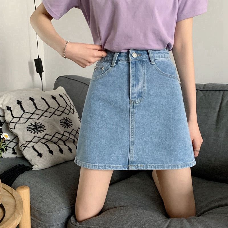 Faded Denim A-Line Mini Skirt with Elevated Waistline