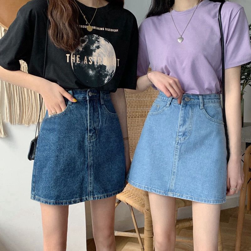 Faded Denim A-Line Mini Skirt with Elevated Waistline