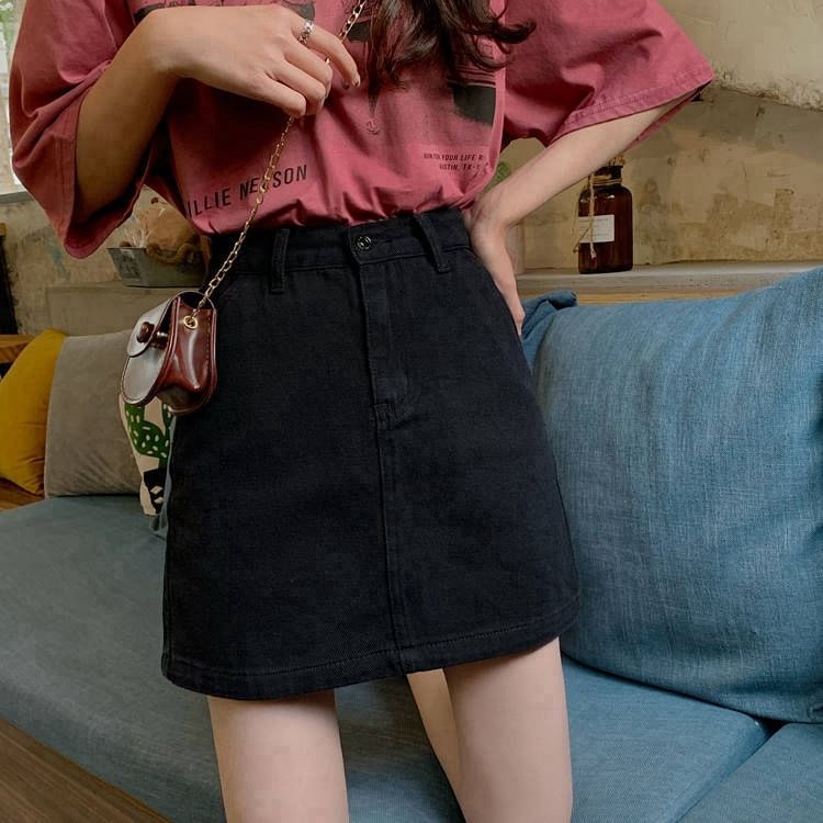 Faded Denim A-Line Mini Skirt with Elevated Waistline