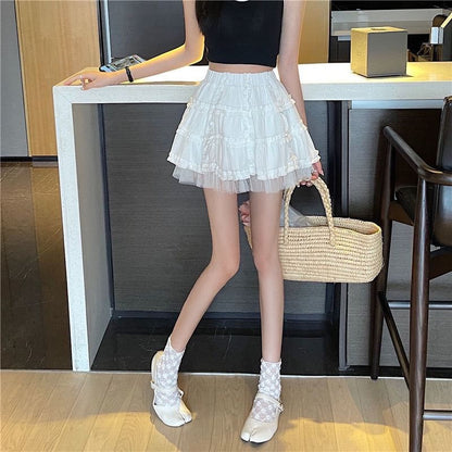 Layered High-Waist Flared Mini Skirt