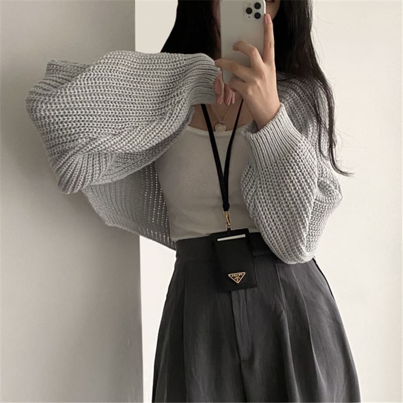 Chunky Knit Open Front Crop Cardigan