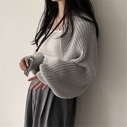 Chunky Knit Open Front Crop Cardigan