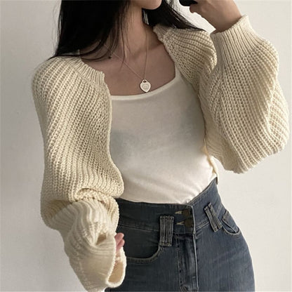 Chunky Knit Open Front Crop Cardigan
