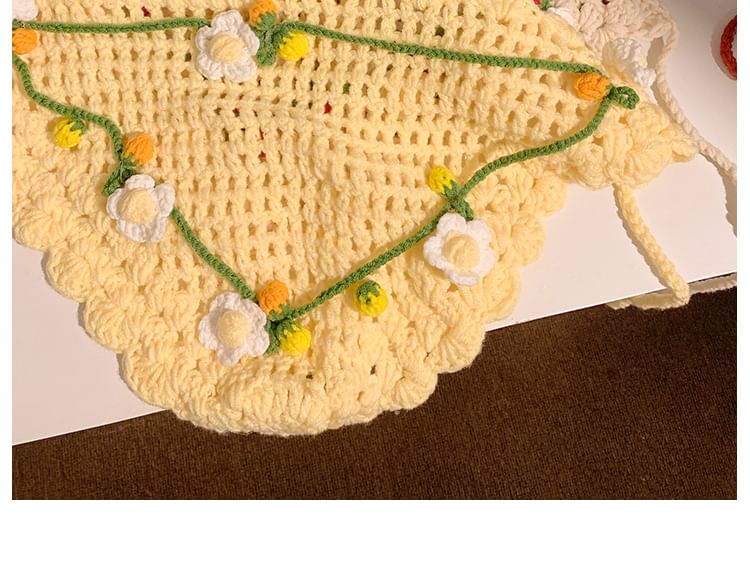 Hat Tie / Hair Floral Bonnet Crochet