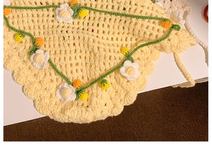 Hat Tie / Hair Floral Bonnet Crochet