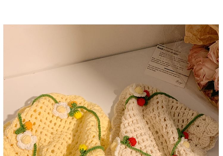 Hat Tie / Hair Floral Bonnet Crochet