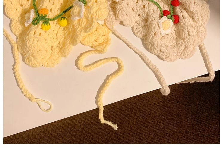 Hat Tie / Hair Floral Bonnet Crochet