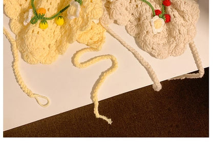 Hat Tie / Hair Floral Bonnet Crochet