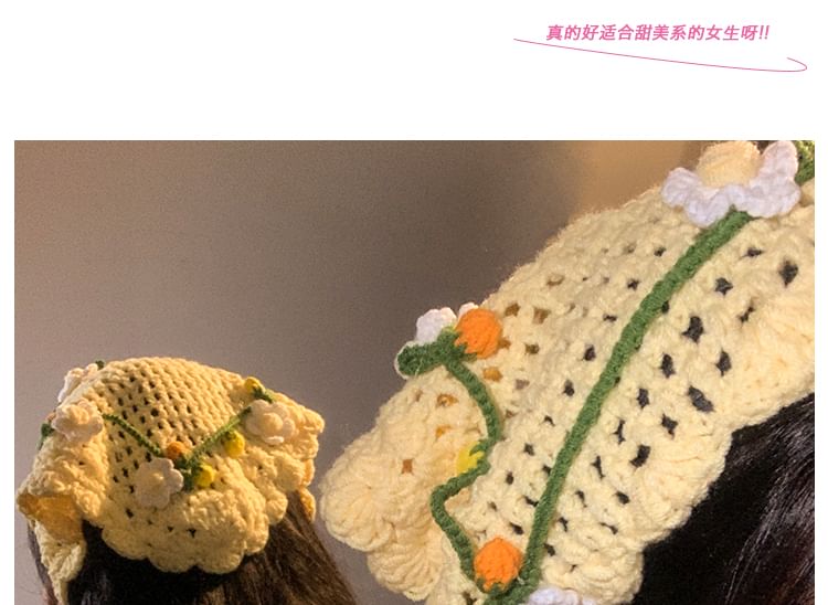 Hat Tie / Hair Floral Bonnet Crochet