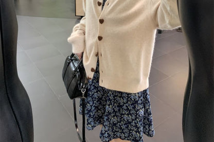 Crewneck Button Cardigan