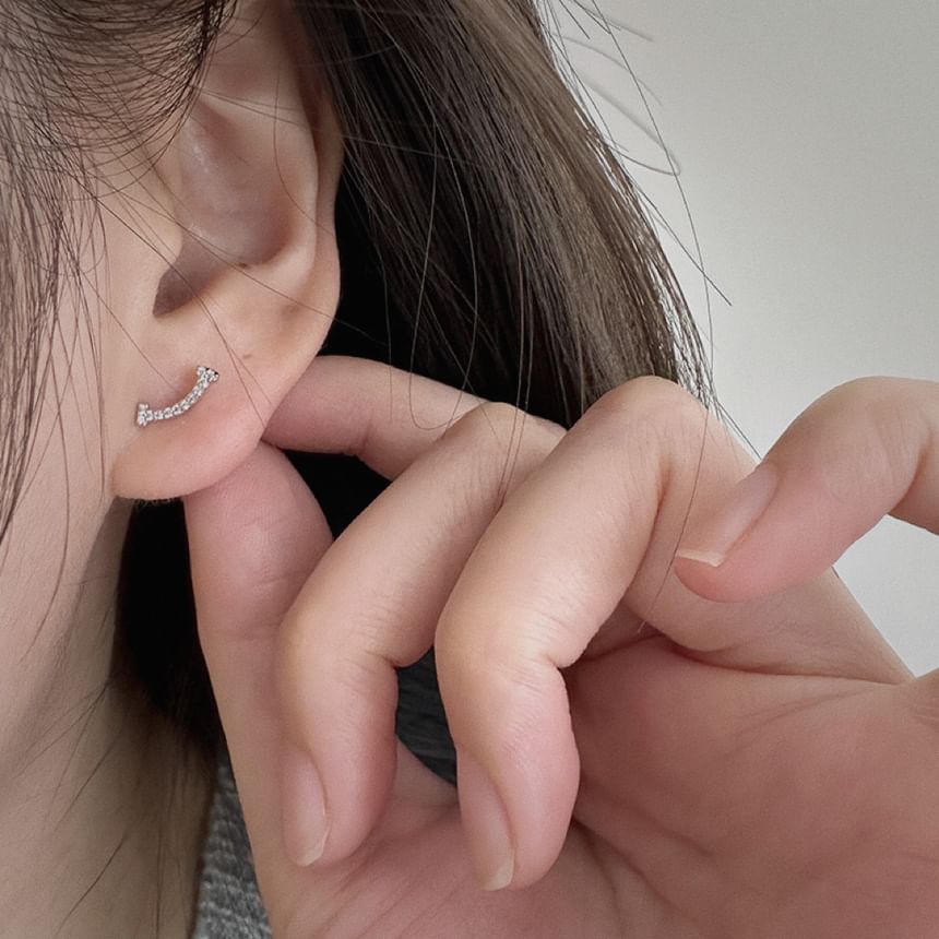 Earring Silver Stud Sterling Rhinestone