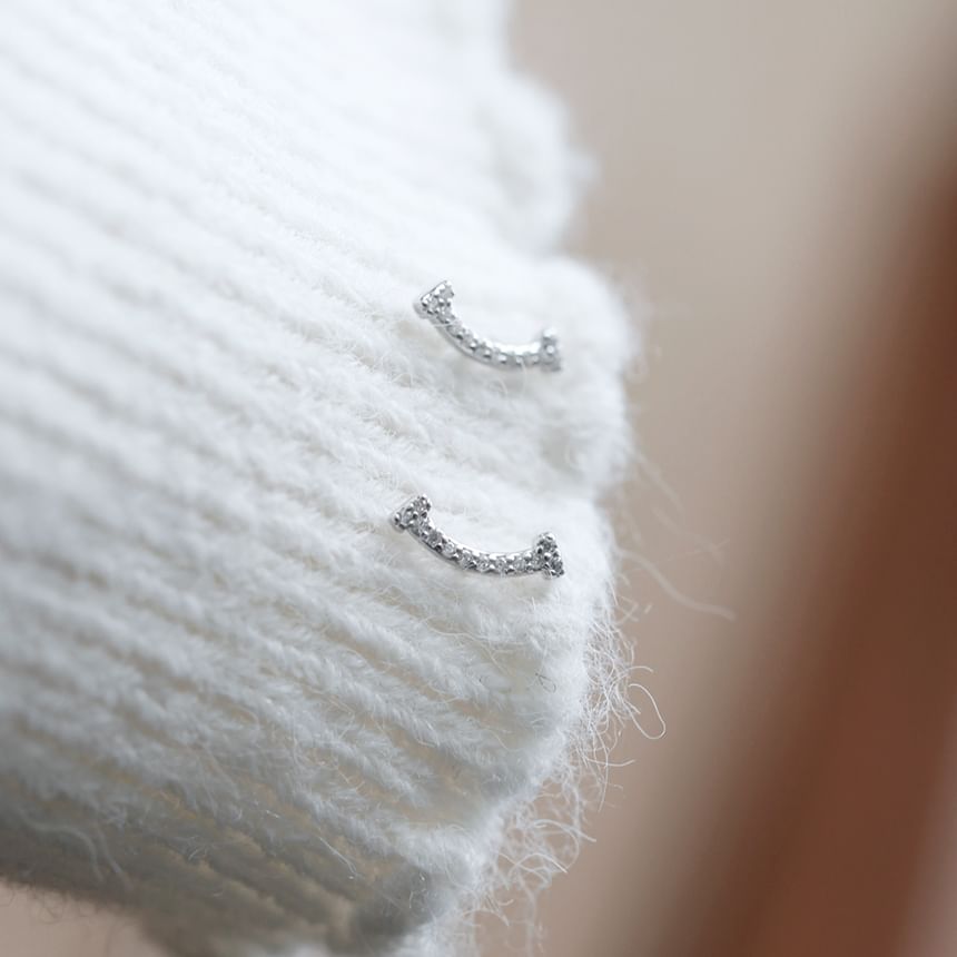 Earring Silver Stud Sterling Rhinestone