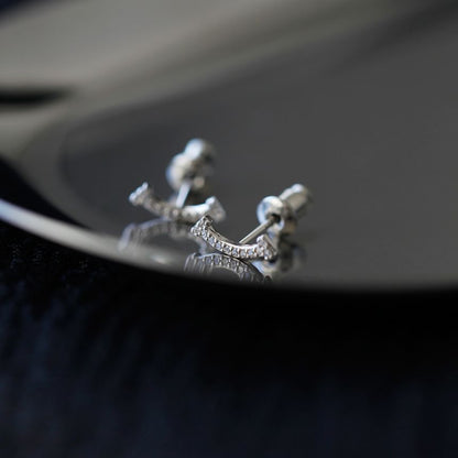 Earring Silver Stud Sterling Rhinestone