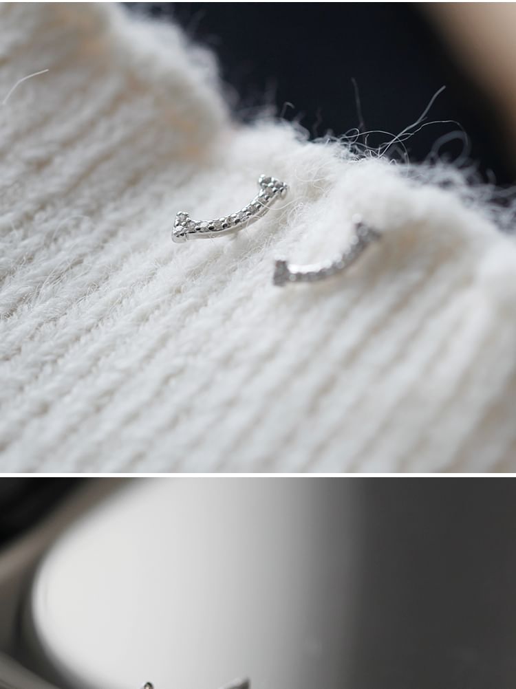 Earring Silver Stud Sterling Rhinestone