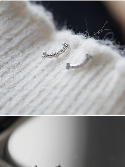 Earring Silver Stud Sterling Rhinestone