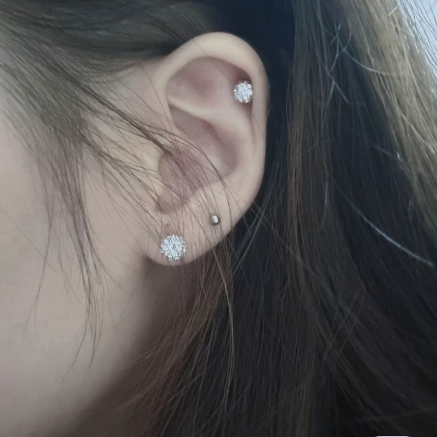 Earring Ball Stud Rhinestone