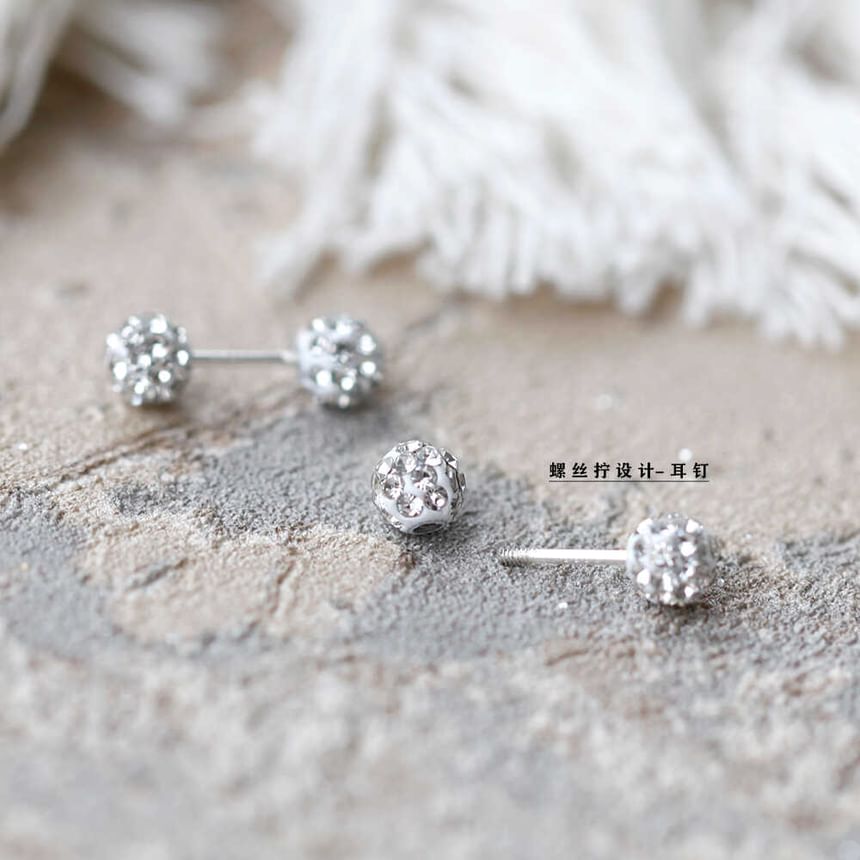 Earring Ball Stud Rhinestone
