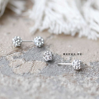Earring Ball Stud Rhinestone