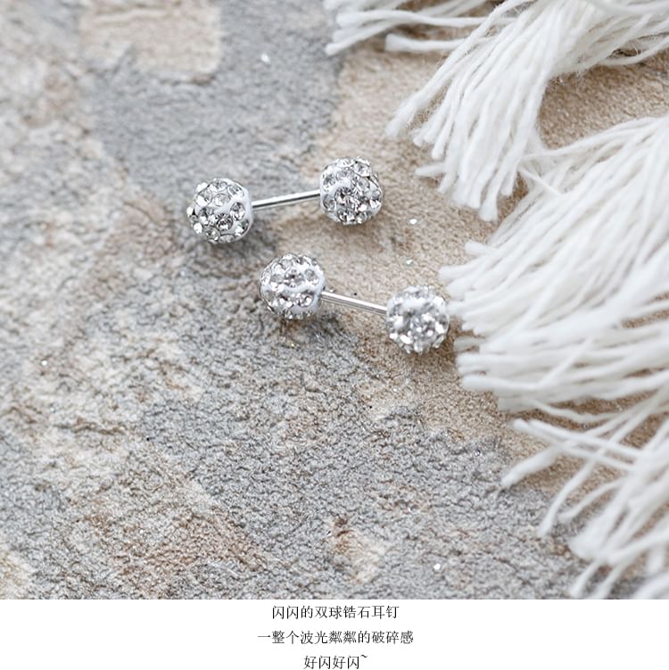 Earring Ball Stud Rhinestone