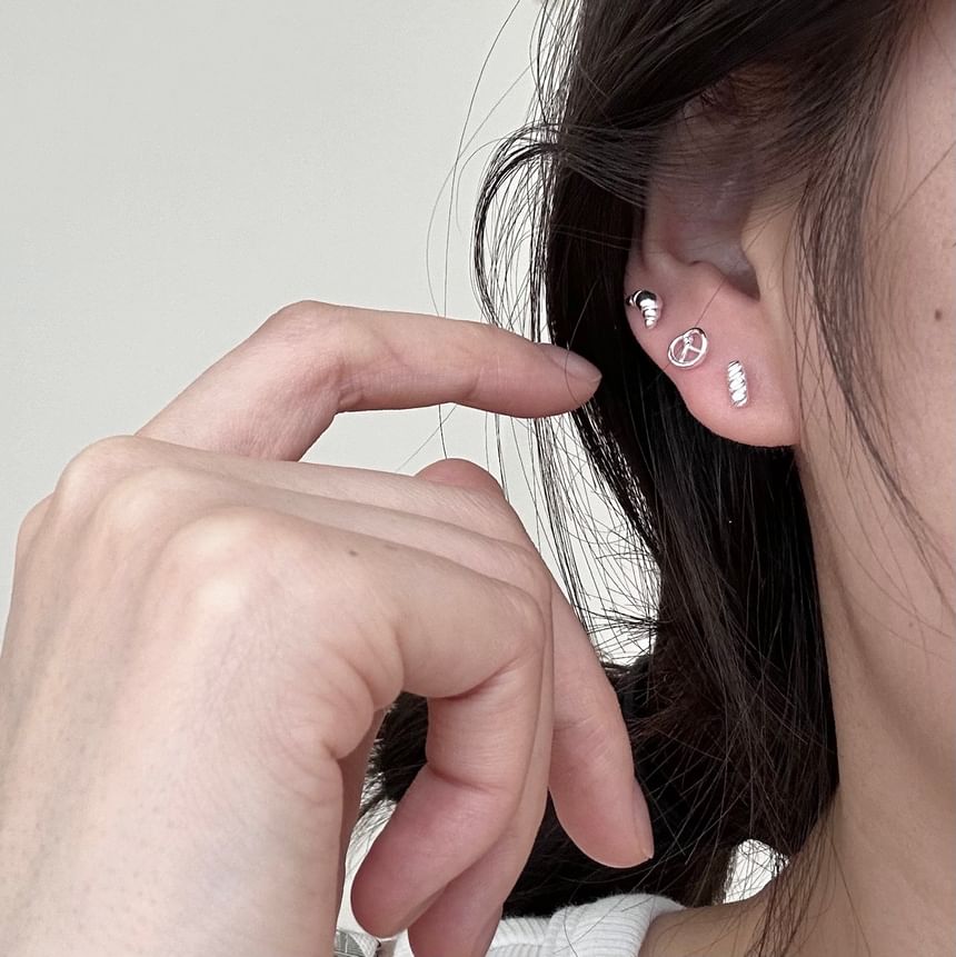 Silver Earring Sterling Stud Baguette