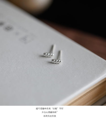 Silver Earring Sterling Stud Baguette