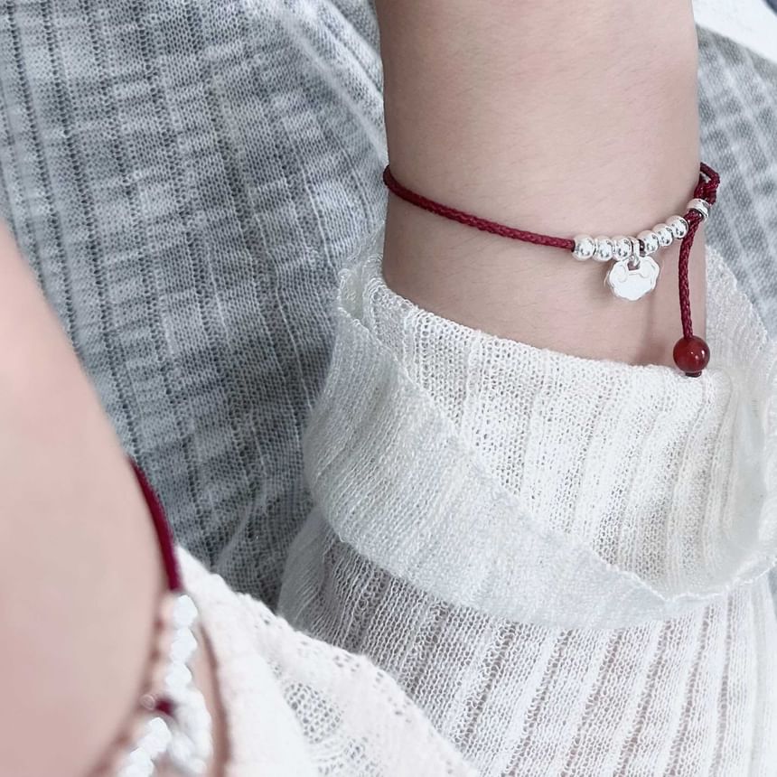 Beaded Silver Anklet Bracelet Rope /