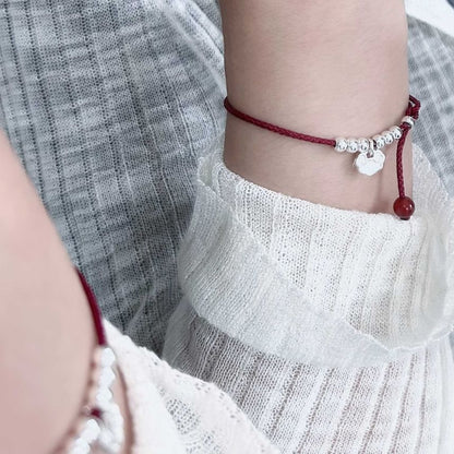 Beaded Silver Anklet Bracelet Rope /