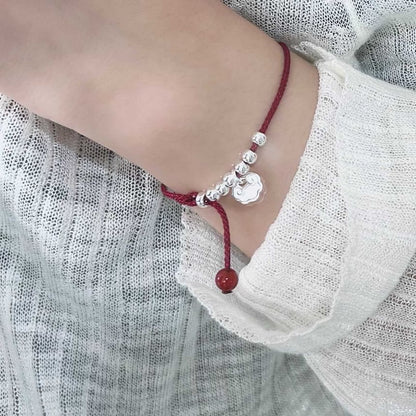 Beaded Silver Anklet Bracelet Rope /