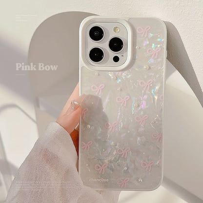 Decoration / Case Phone Bow Adhesive Strap Faux Set Pearl