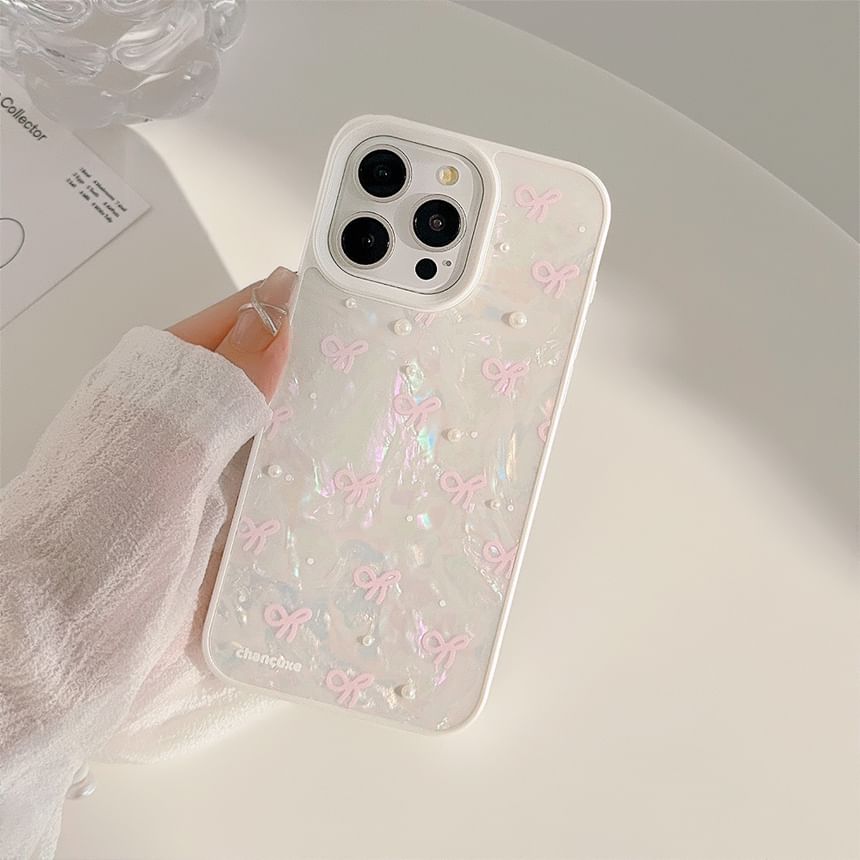 Decoration / Case Phone Bow Adhesive Strap Faux Set Pearl