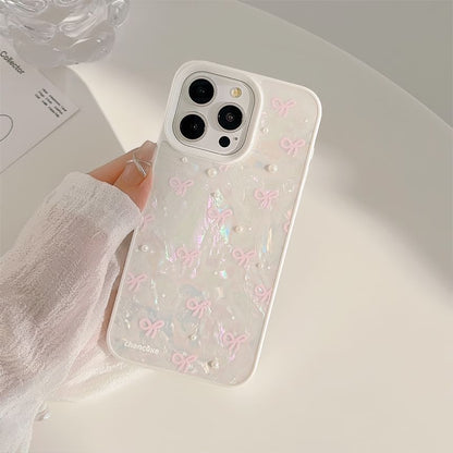 Decoration / Case Phone Bow Adhesive Strap Faux Set Pearl