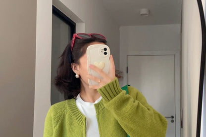 Crewneck Zip-Up Cardigan
