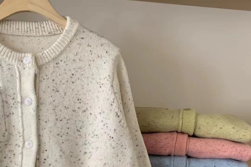 Crew Neck Melange Cardigan