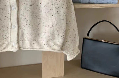Crew Neck Melange Cardigan