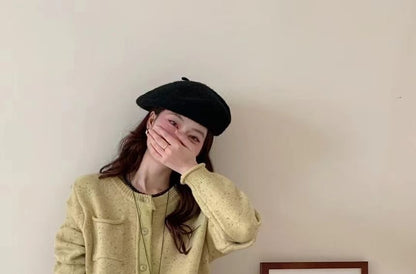 Crew Neck Melange Cardigan