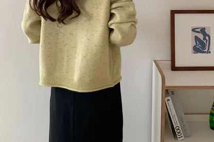Crew Neck Melange Cardigan