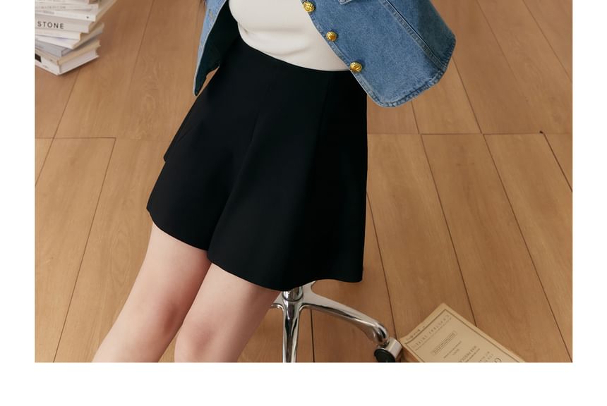 Plus Size High Waist Plain Mini A-Line Skirt