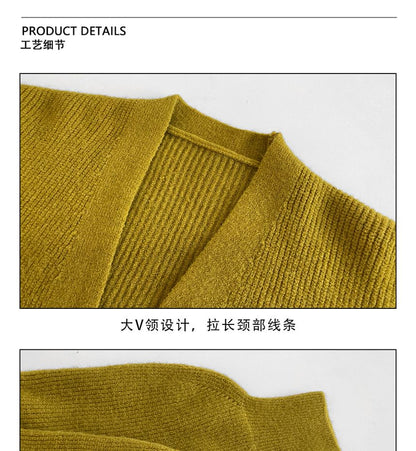 Ribbed V-Neck Tie Front Wrap Sweater