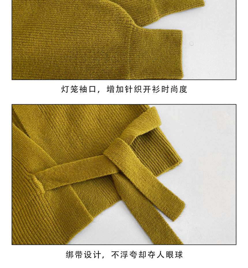 Ribbed V-Neck Tie Front Wrap Sweater