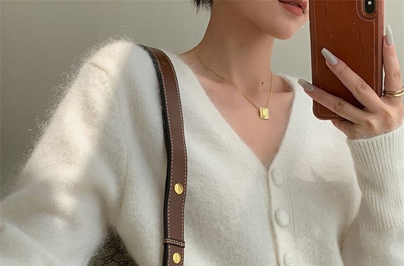 Deep V-Neckline Open Front Sweater