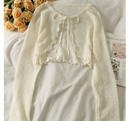 Lettuce Edge Lace-Up Cardigan