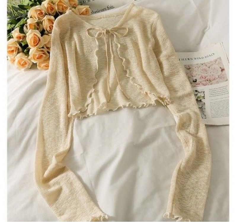 Lettuce Edge Lace-Up Cardigan