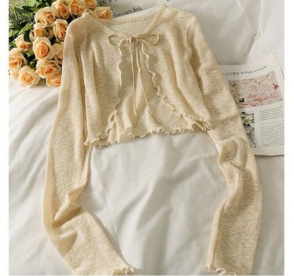 Lettuce Edge Lace-Up Cardigan