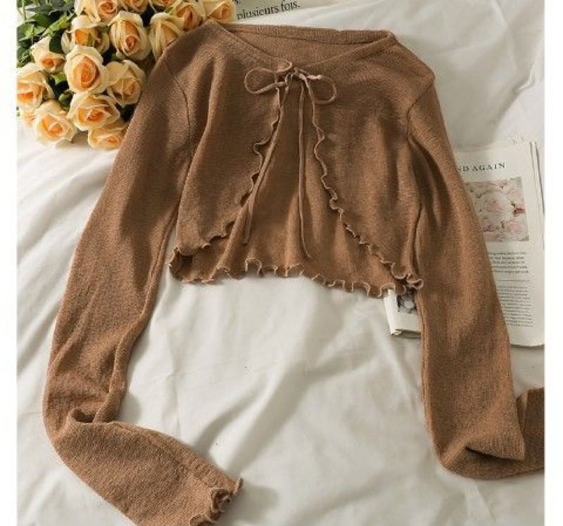 Lettuce Edge Lace-Up Cardigan