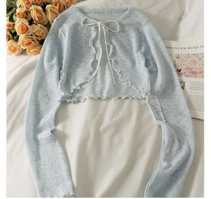 Lettuce Edge Lace-Up Cardigan