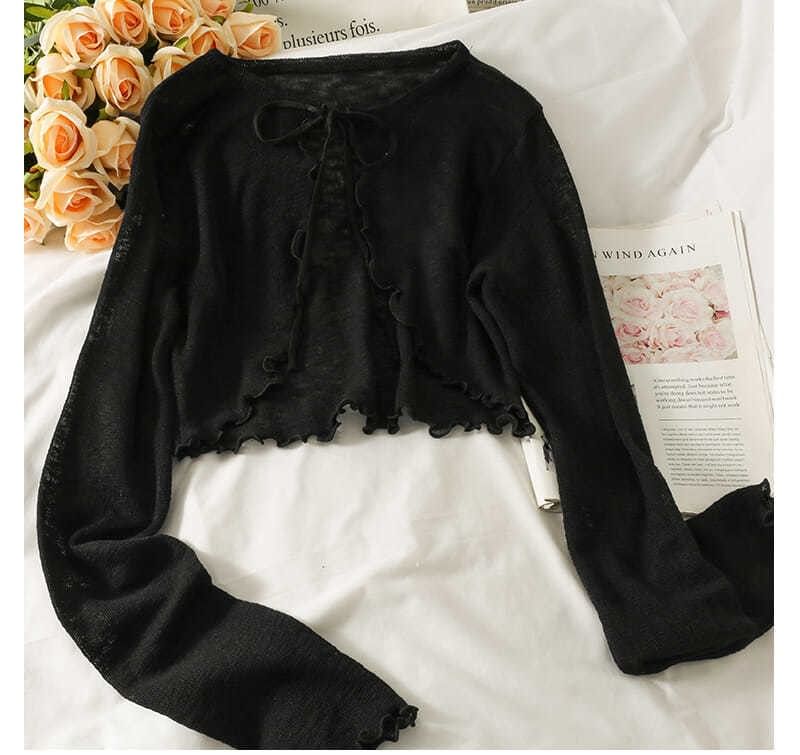 Lettuce Edge Lace-Up Cardigan
